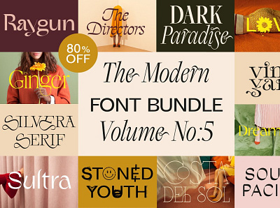 The Modern Font Bundle Vol.5 80% OFF 3d animation app branding design font bundle graphic design icon illustration logo modern modern font motion graphics ui