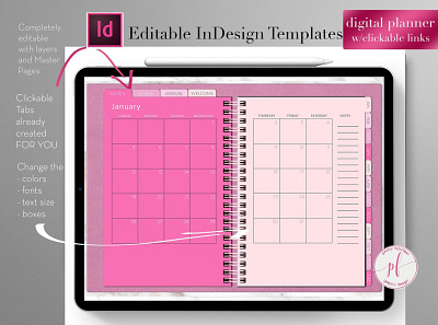 Digital Planner #1 - Pretty in Pink 3d animation app branding design graphic design icon illustration logo motion graphics ui