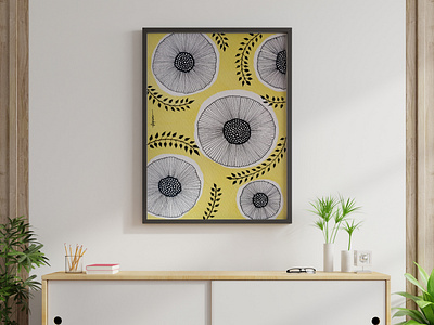 Simple Yellow Flower background floral background floral design floral pattern flower illustration hand drawn hand drawn florals hand drawn illustration illustration interior design line art line art florals line drawing nupura kirloskar pattern design simple simple frames simple line drawing simplistic yellow flowers