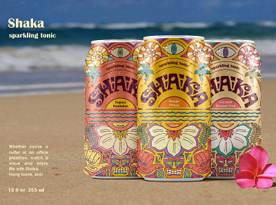 SHAKA tonic branding design drink design illustration logo packaging