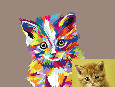 Cute Cat In Pop Art animals cat cat lover color colorfull colorfull cat cute cat design graphic design illustration litlle cat pet pets pop art cat