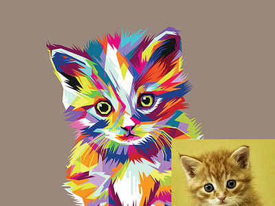 Cute Cat In Pop Art animals cat cat lover color colorfull colorfull cat cute cat design graphic design illustration litlle cat pet pets pop art cat