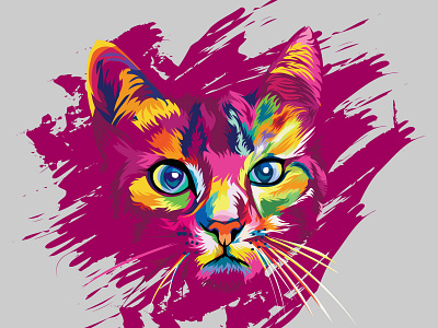 Illustration of colorfull cat element