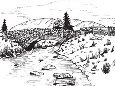 Valley Landscape drawing illustration ink landscape pen tracing valley