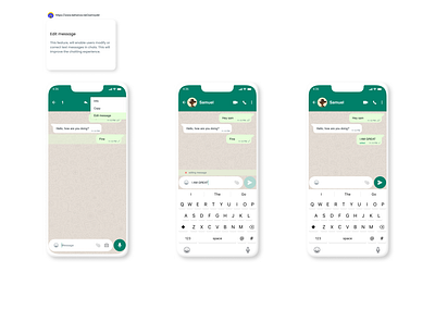 Whatsapp edit message feature app design mobile app social media ui whatsapp