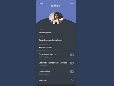 Settings Profile app design illustration ui ux