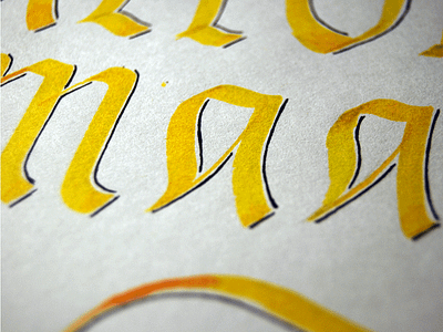 N & A's blackletter calligraphy lettering preview yellow