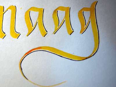 G with a long tail blackletter g g letter lettering shadow tail yellow