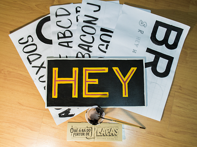 Hey! block letters calligraphy casual first try handmade learning sign painting type typography