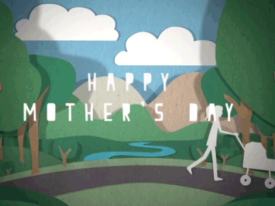 Happy Mother's Day animation blue design green holiday illustration mother mothers day motion paper paper cut typography