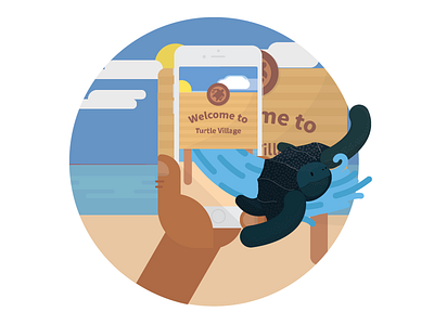 Welcome to Turtle Village beach circle flat illustration illustrator turtle