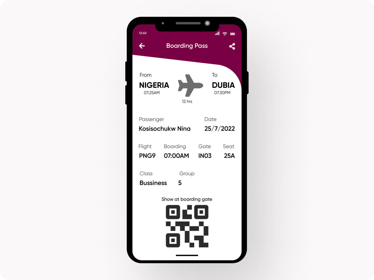 A Boarding Pass # Daily UI Challenge by Kosisochukwu Ibute on Dribbble