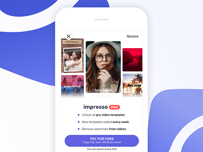Impresso Pro Screen edit in app purchase instagram story ios photo premium pro slideshow story template