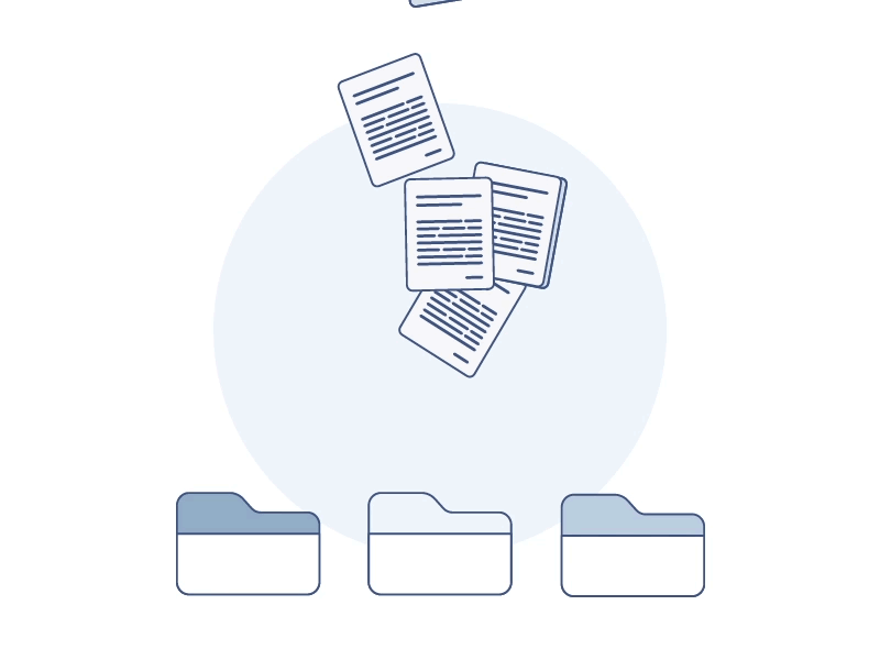 Document sorting animation documents folders illustration sorting