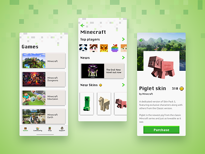 Minecraft App Concept app cards concept design egames merchandise minecraft mobile shop ui uidesign ux