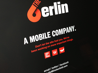 The Berlin 6 Launch Page black coming soon launch mobile orange type under construction web website