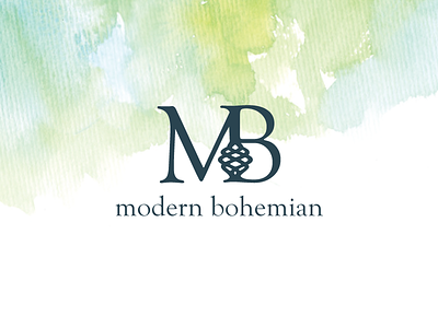 Modern Bohemian blue bohemian clothes clothing green letters logo modern water color