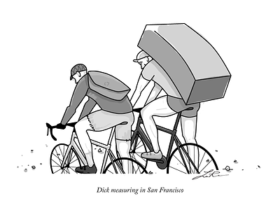 Dick Measuring in San Francisco bike comic contest cyclist illustration messenger new yorker san francisco