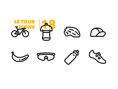 Le Tour Icons banana bicycle bottle clean cycling flat helmet jersey minimal racing tour de france yellow