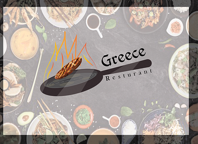 Greece Restaurant Logo 3d logo 3d logo for resturant amazing flat logo bar b q branding design fire flat logo illustration logo pan ui vector