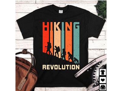 HIKING REVOLUTION RETRO T-SHIRT DESIGN 3d animation branding cheap retro t shirts graphic design logo motion graphics retro t shirt mens retro t shirts football retro t shirts sports ui vintage 80s t shirts