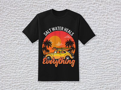 Salt Water Heals Everything Summer T-shirt Design 3d animation branding cheap retro t shirts design graphic design illustration logo motion graphics ui