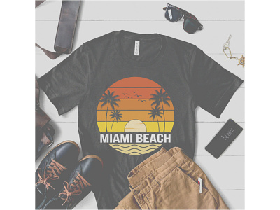 MIAMI BEACH T-SHIRT DESIGN 3d animation branding cheap retro t shirts design graphic design illustration logo motion graphics ui