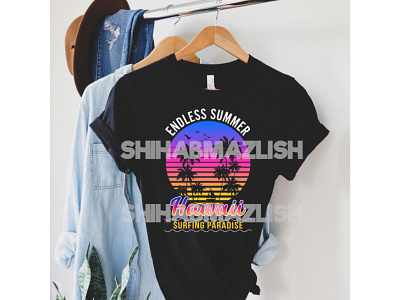 ENDLESS SUMMER HAWAII T-SHIRT DESIGN 3d animation branding cheap retro t shirts design graphic design illustration logo motion graphics