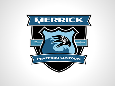 Merrick badge logo emblem shield trident