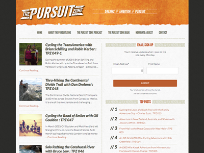 The Pursuit Zone blog blog design texture web design wordpress