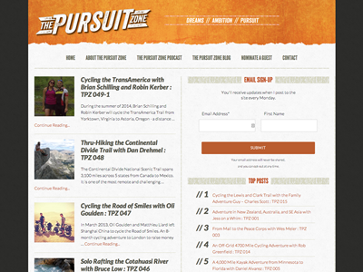 The Pursuit Zone blog design wordpress web design blog texture
