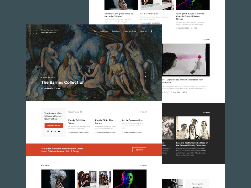 Museum Home sanserif website ux ui typography slider navigation home museum layout header art