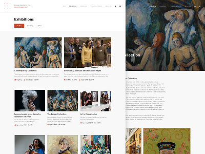 Exhibitions art header home layout museum navigation sanserif slider typography ui ux website