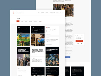 Blog art blog design home layout museum news sanserif typography ui ux website