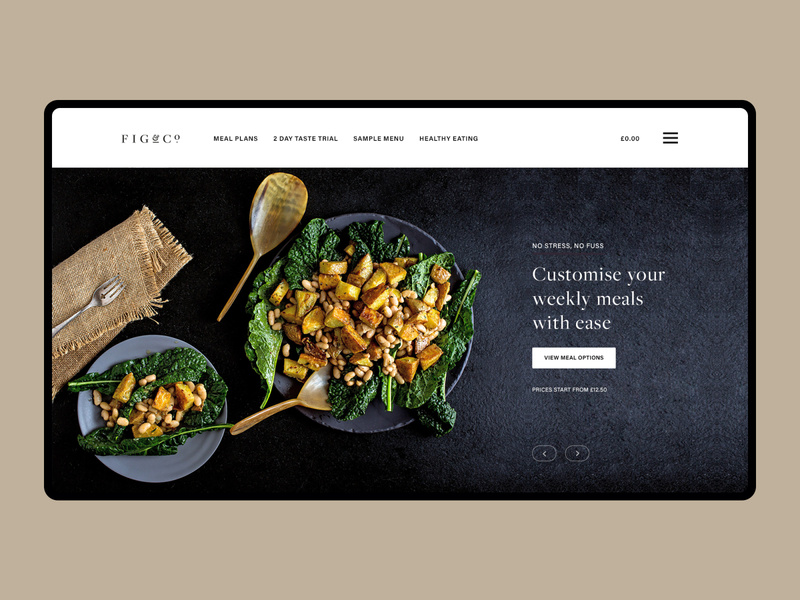 Fig&Co Concept user experience active healthy fit food hero ecommerce typography user interface nutrition meal prep concept minimal design website ux ui