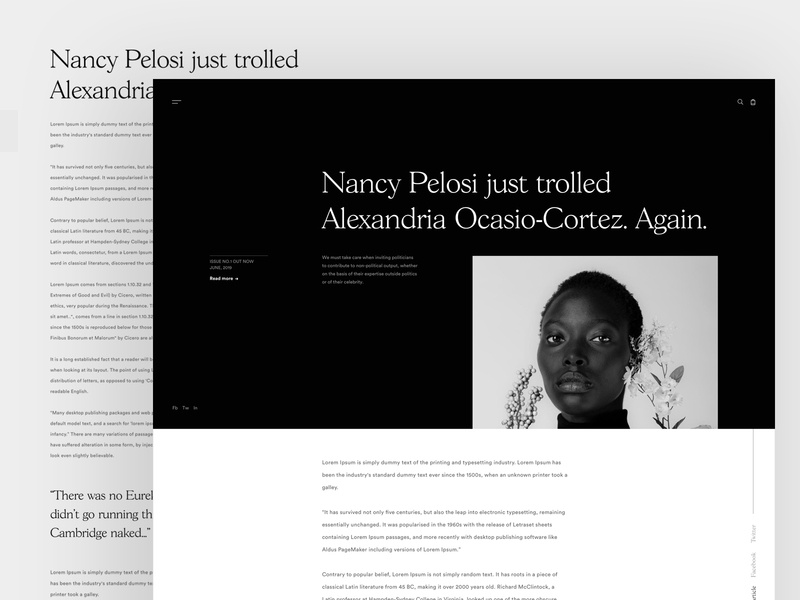 Article exploration header typography concept ux web clean minimal news user interface layout blog article ui