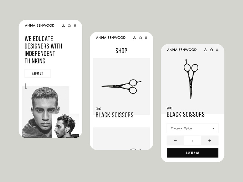 Anna Eshwood Responsive typography web design clean minimal web mobile resposive ecommerce design website ux ui
