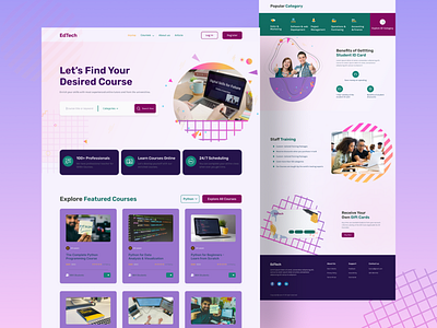 E-Learning Landing Page Design card class course design e learning education footer header homepage landing page management new noteworthy online popular teaching tutor ui ux webdesign website