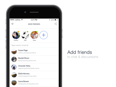 Add friends to chat & discussions