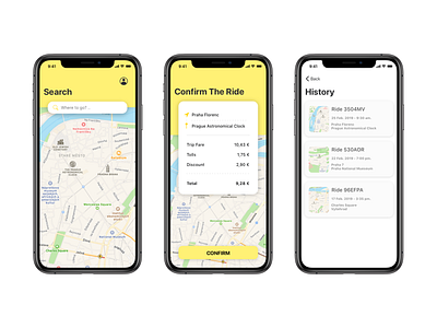 Taxi App UI app ui card design ui ui design ui ux ui ux design yellow