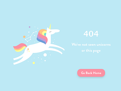 404 - Unicorn Not Found 404 404 error 404 error page 404 page 404page design error 404 error page illustration ui ui design unicorn