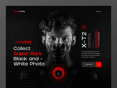 AtomicGudeg - NFT B&W Photo Collections bitcoin blackandwhite clean crypto cryptocurrency dark mode ethereum homepage landing page nft nft photo nft website photography solana token ui ui design web design website website design