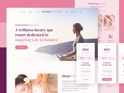Plush Beauty Spa - Landing Page beauty clean fashion feminime homepage landing page luxury pink simple spa ui website