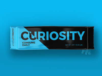 Curiosity blue brand brandning consume design elephant graphic design logo design motivation packaging weight of the world