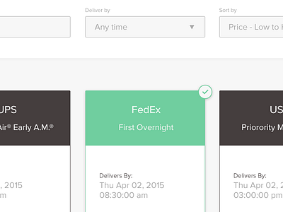 Select Rates list prototype rates shipping rates ui