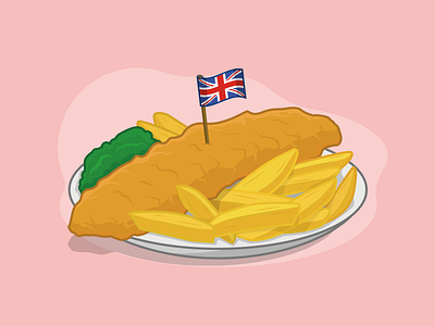 Fish, chips and mushy peas chips deep fried fish flag ibm peas uk union jack