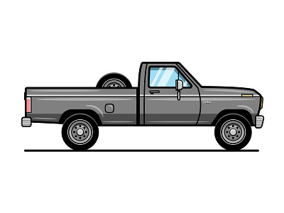 1980 Ford F150 1980s automobile country f150 ford gray grey long longbed offroad pickup pickup truck retro truck vectorart vehicle vintage