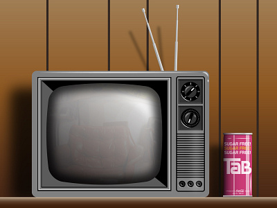 I miss the 80s 1980s 80s can flashback panelling pop reflection reflective retro soda stranger things tab tab soda television tube tv vector art vintage wood wood panel