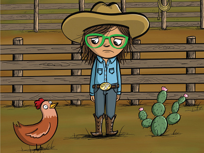 Chickens are Weird cactus cartoon chicken childrens book country cowboy cowgirl cute farm fence funny girl illustration ranch