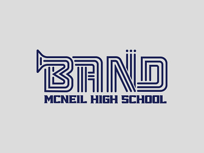 Band band brand high school instrument lined lines logo marching band music navy blue thick lines trumpet
